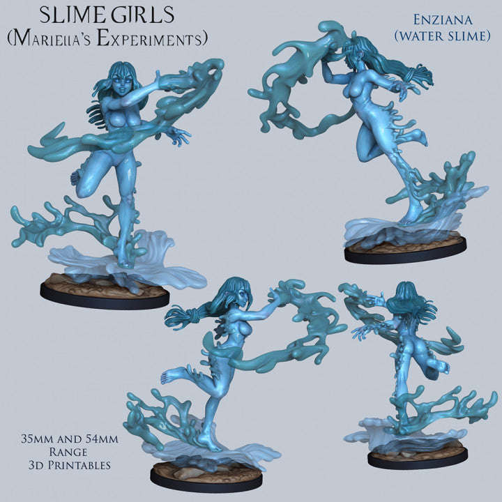 Enziana , the Water Slime Girl | Ronin Arts Workshop | 28mm-120mm Scale | Resin 3D Printed Miniature