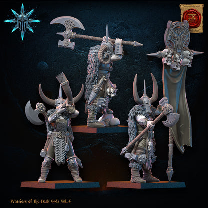 Heavy Weapon Barbarian Command Group | Warriors of the Dark Gods | Lost Kingdom Miniatures