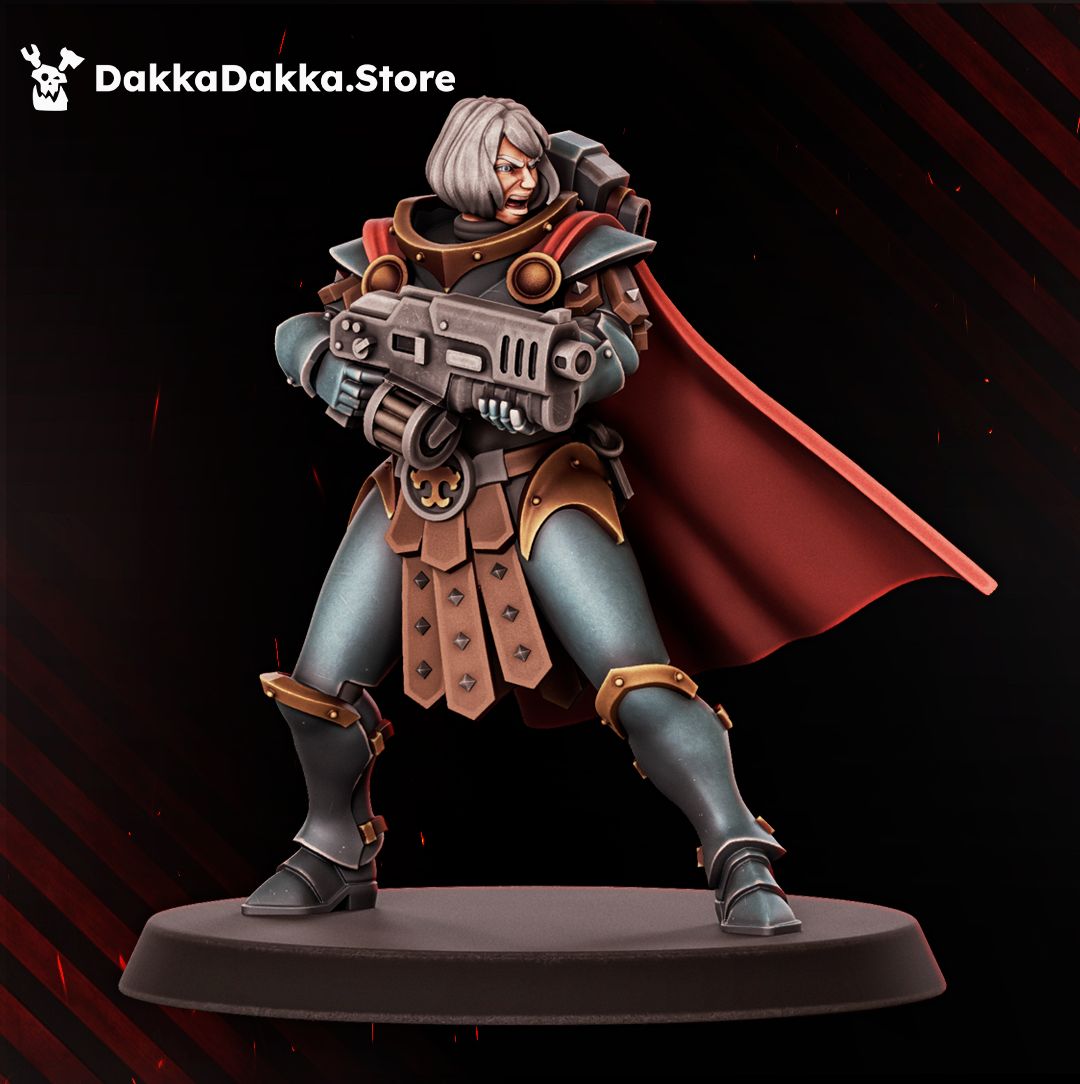 Bellatrix Heavy Bolter Sister with a heavy bolter, 32mm resin battle sister