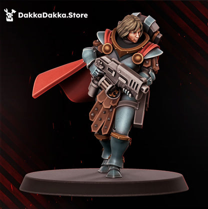Bellatrix Sister Superior with power sword, female battle sister squad leader at 32mm
