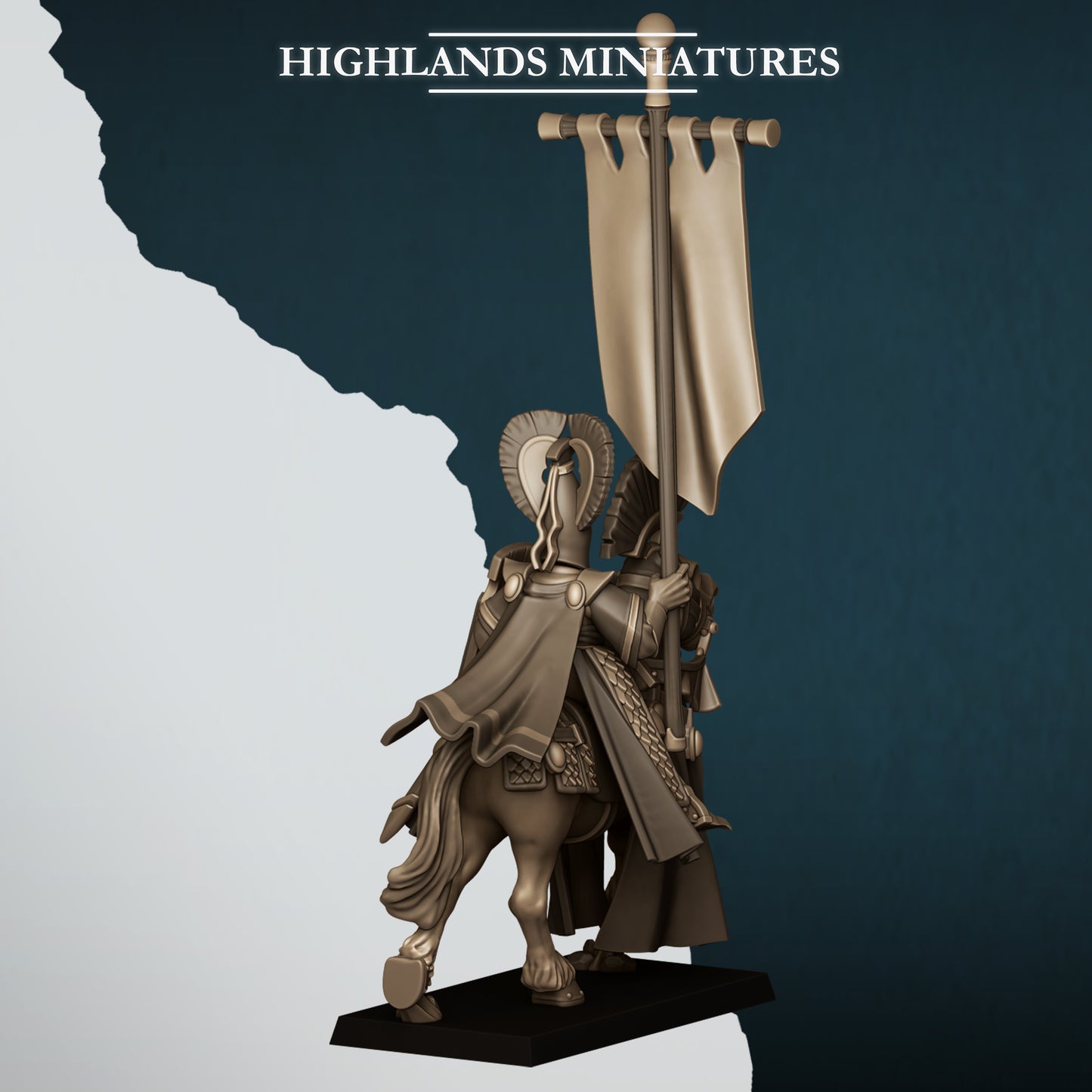 Mounted Aegean Elf BSB | Aegean Elves | Highlands Miniatures