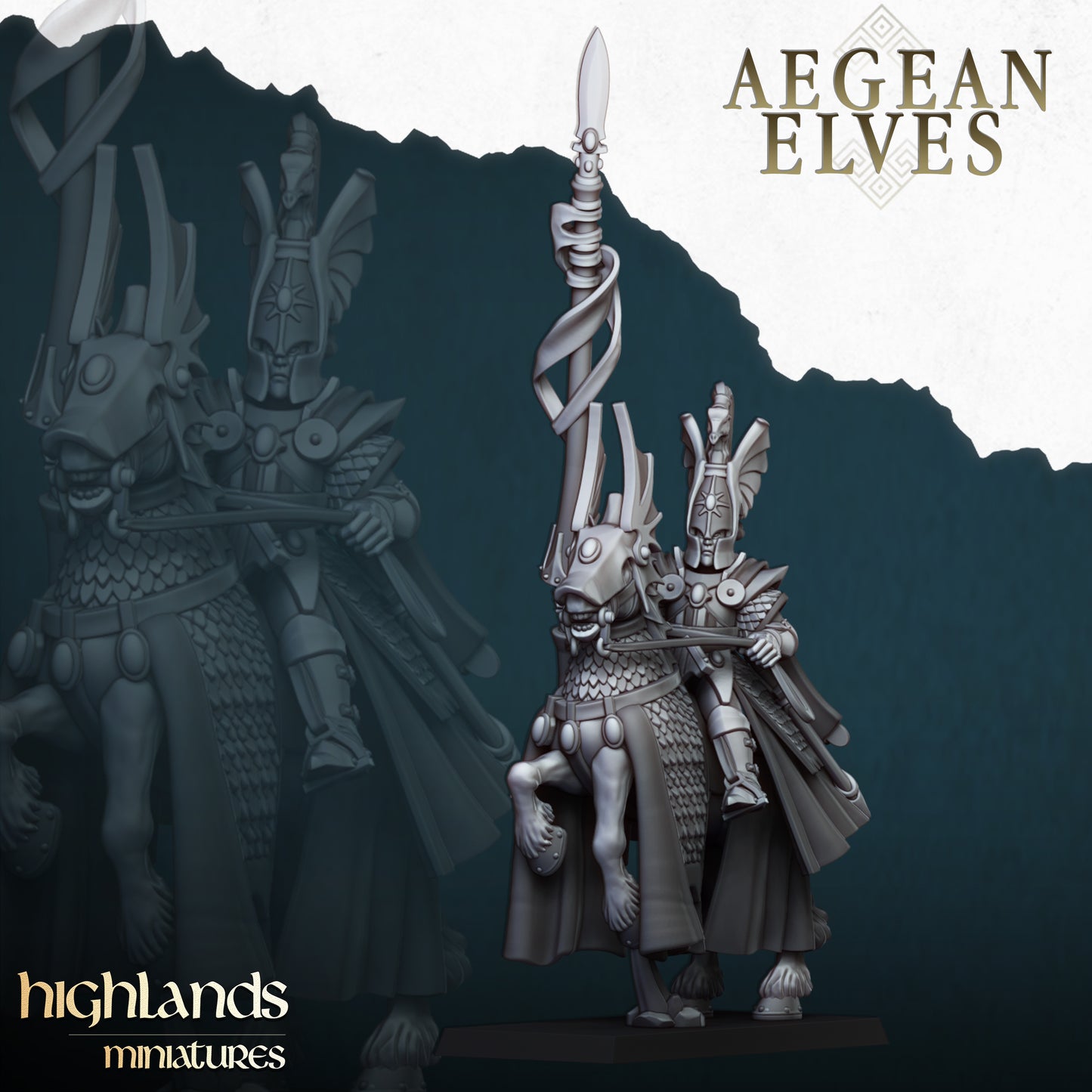 Aegean Elf Mounted Lord | Highlands Miniatures