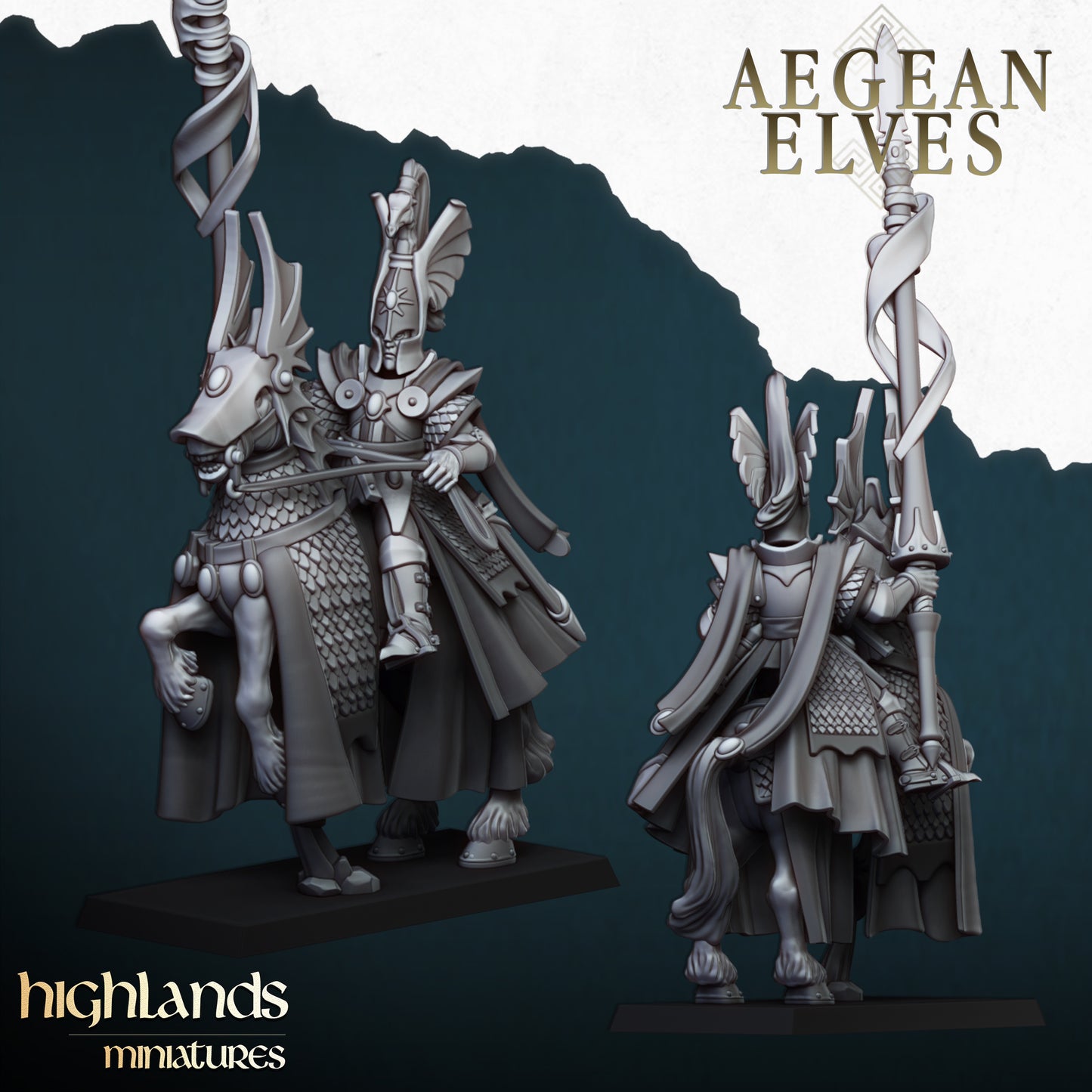 Aegean Elf Mounted Lord | Highlands Miniatures