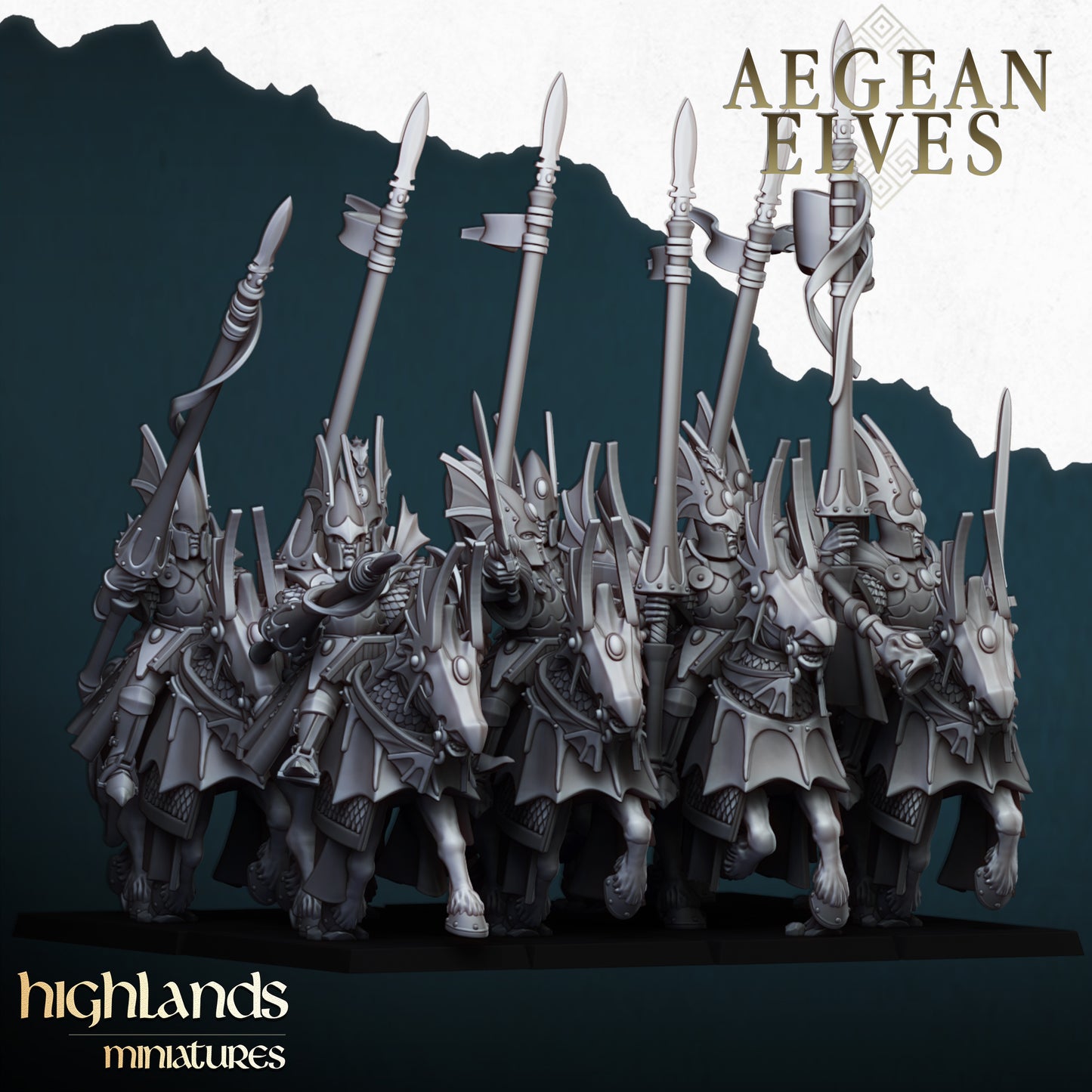 Aegean Elves Mounted Dragon Knights | Highlands Miniatures