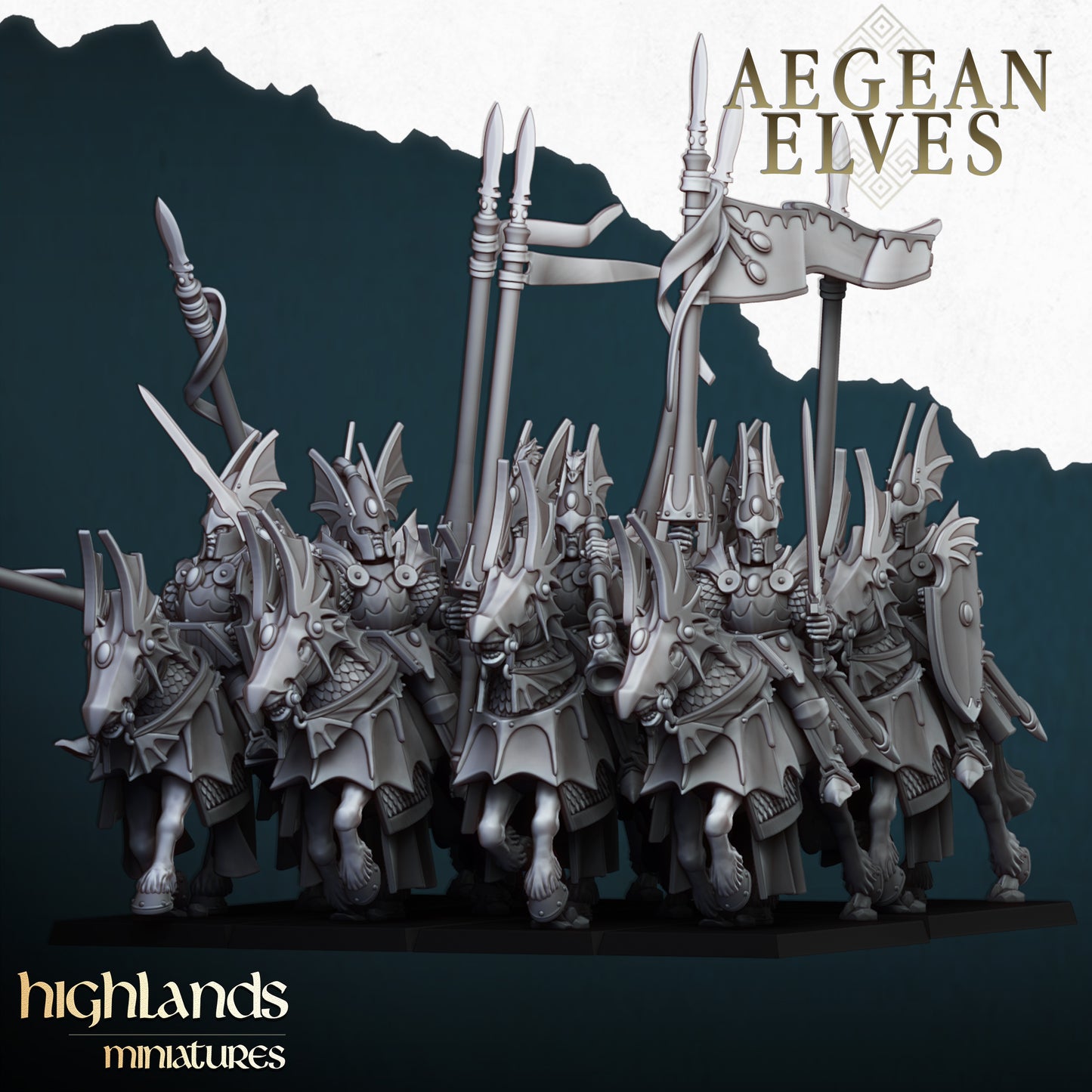 Aegean Elves Mounted Dragon Knights | Highlands Miniatures