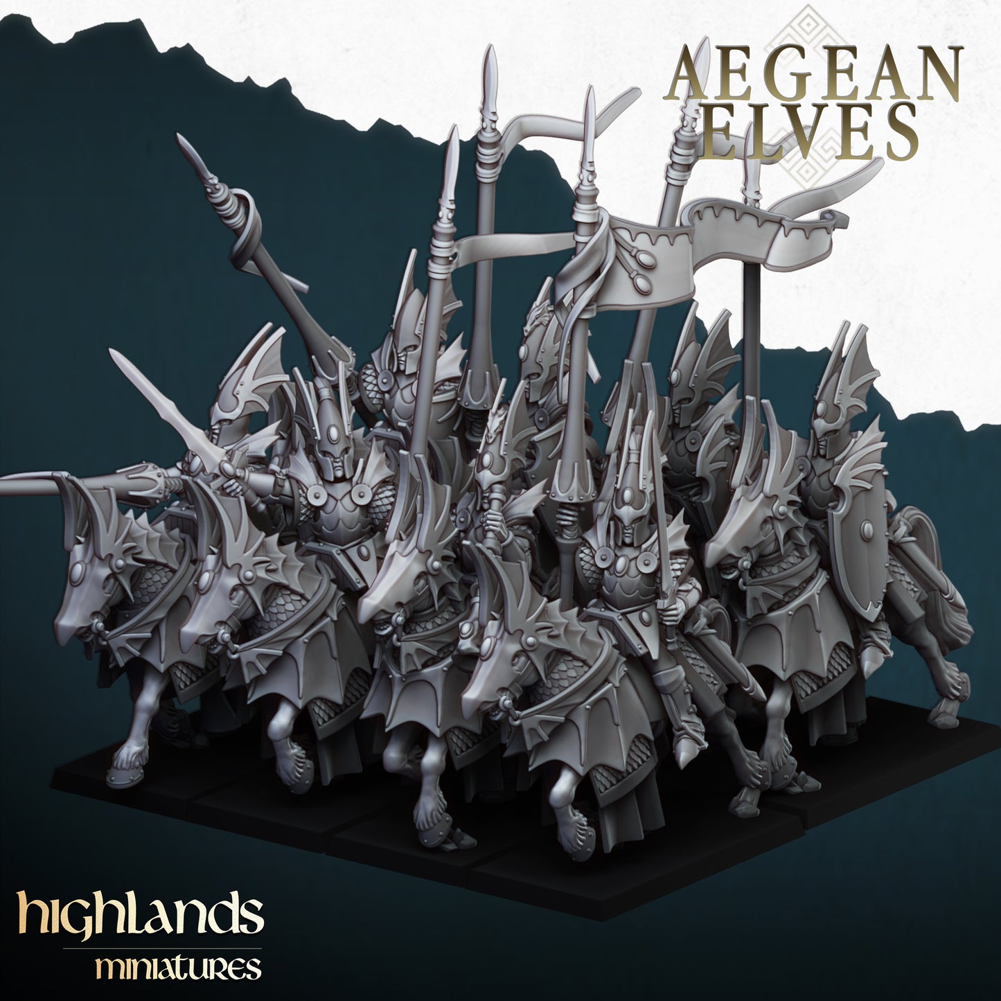 Aegean Elves Mounted Dragon Knights | Highlands Miniatures