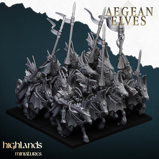 Aegean Elves Mounted Dragon Knights | Highlands Miniatures