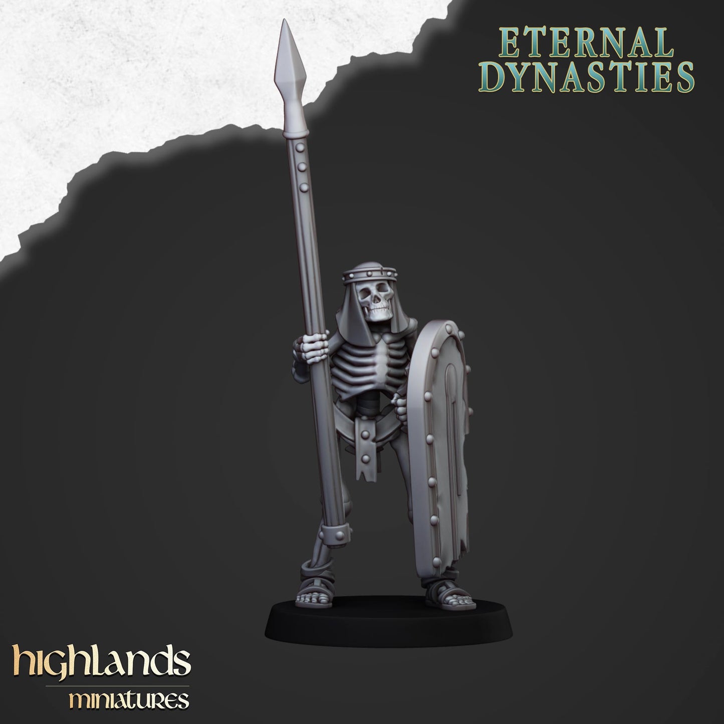 Ancient Skeletons with Spears | Eternal Dynasties | Highlands Miniatures