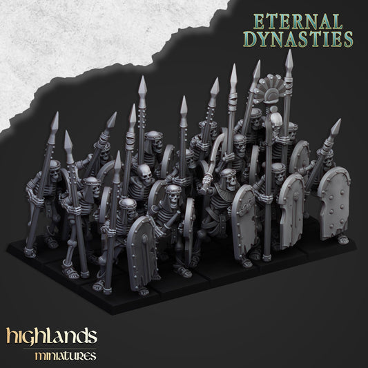 Ancient Skeletons with Spears | Eternal Dynasties | Highlands Miniatures