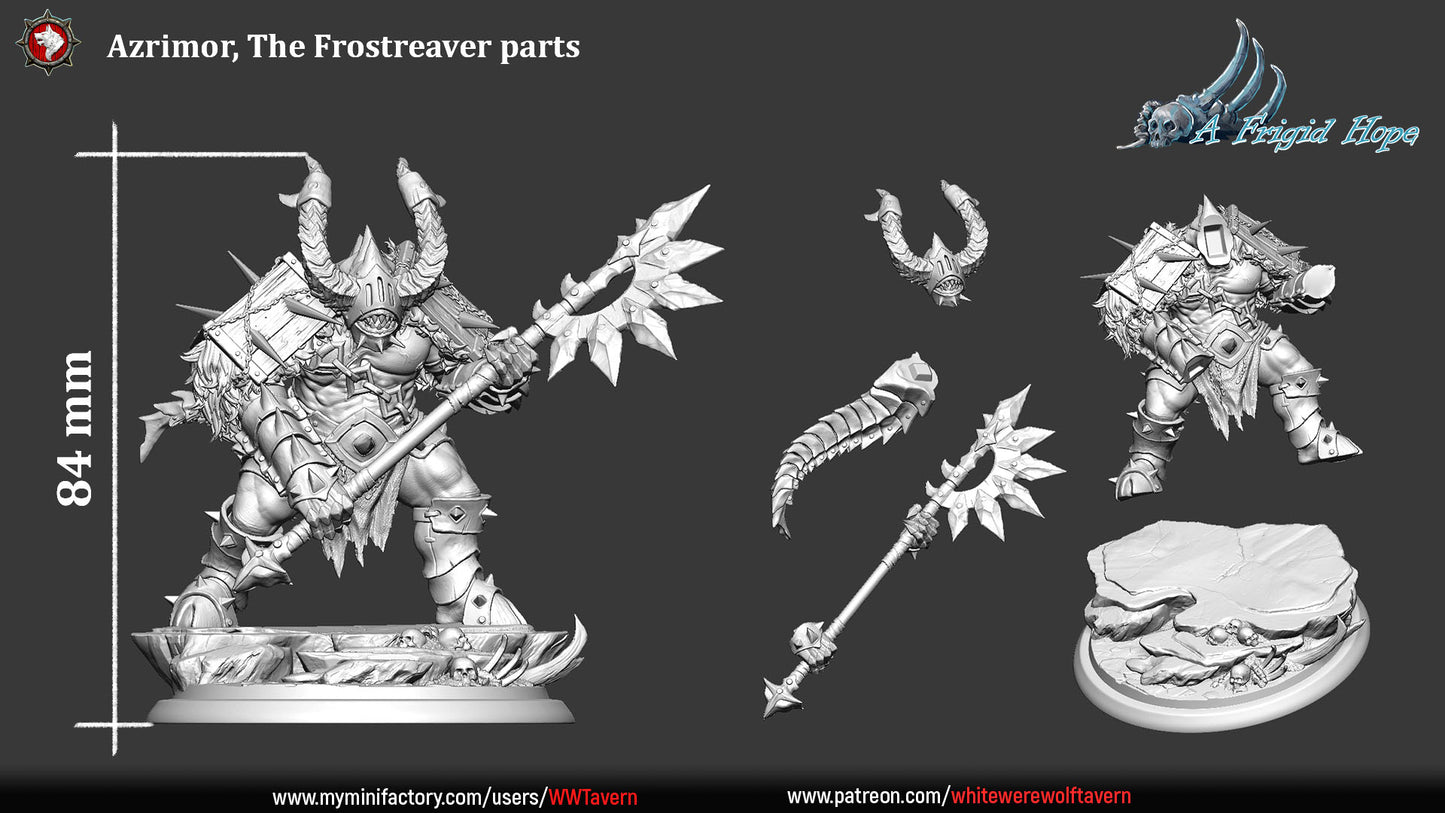 Azrimor The Frostreaver - heroic miniature | A Frigid Hope | 75 mm scaled model | White Werewolf Tavern