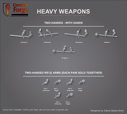 Black Gryphons core set heavy weapons, two-handed swords and maces plus three pairs of two-handed rifle arms