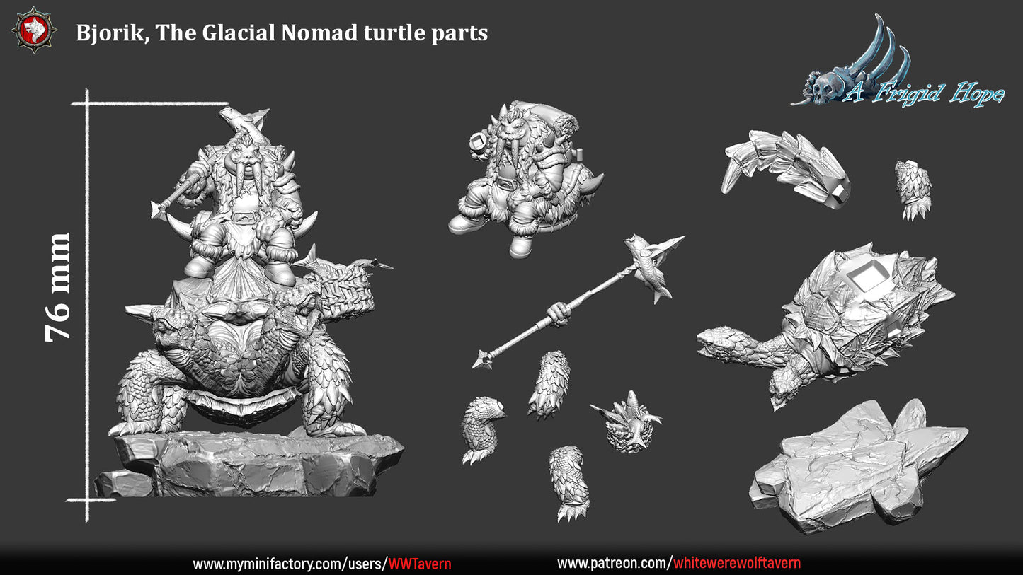 Bjorik The Glacial Nomad - heroic miniature | A Frigid Hope | 75 mm scaled model | White Werewolf Tavern