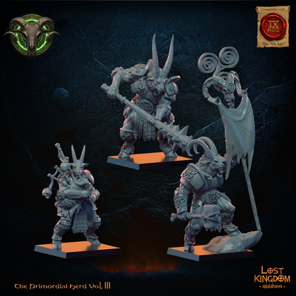 Longhorn Herd Command Group, three-quarter view from the right, Lost Kingdom Miniatures render