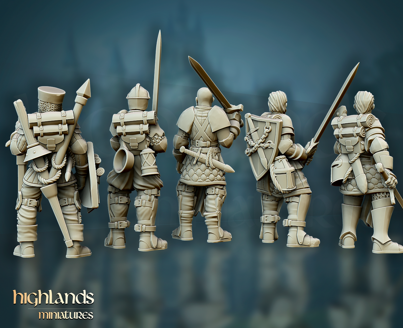 Questing Knights of Gallia on Foot | Gallia, the Medieval Kingdom | Highlands Miniatures