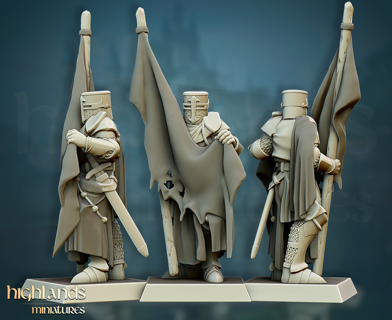 Crusader Command Group | Gallia, the Medieval Kingdom | Highlands Miniatures