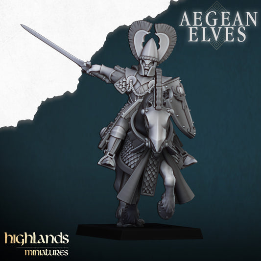 Aegean Elves Mounted Lances Command Group | Highlands Miniatures