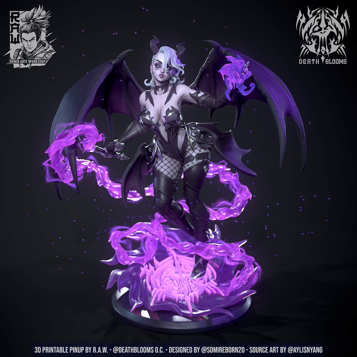 DeathBlooms Succubus | NSFW or SFW | Resin 3D Printed Pinup | Ronin Arts Workshop