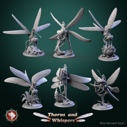Dragon-wing Scouts set of six 32mm fey riders mounted on giant dragonflies