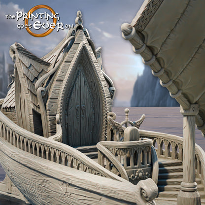 Elven Ship | Silver Shores |  MESBG | The Printing Goes Ever On
