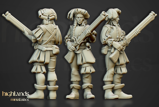 Female Arquebusier - Idle | Sunland, Empire of the Sun | Highlands Miniatures