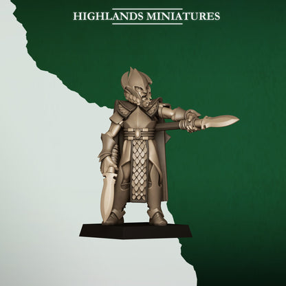 Feral Spearmen Captain, wood elf unit leader, Highlands Miniatures render