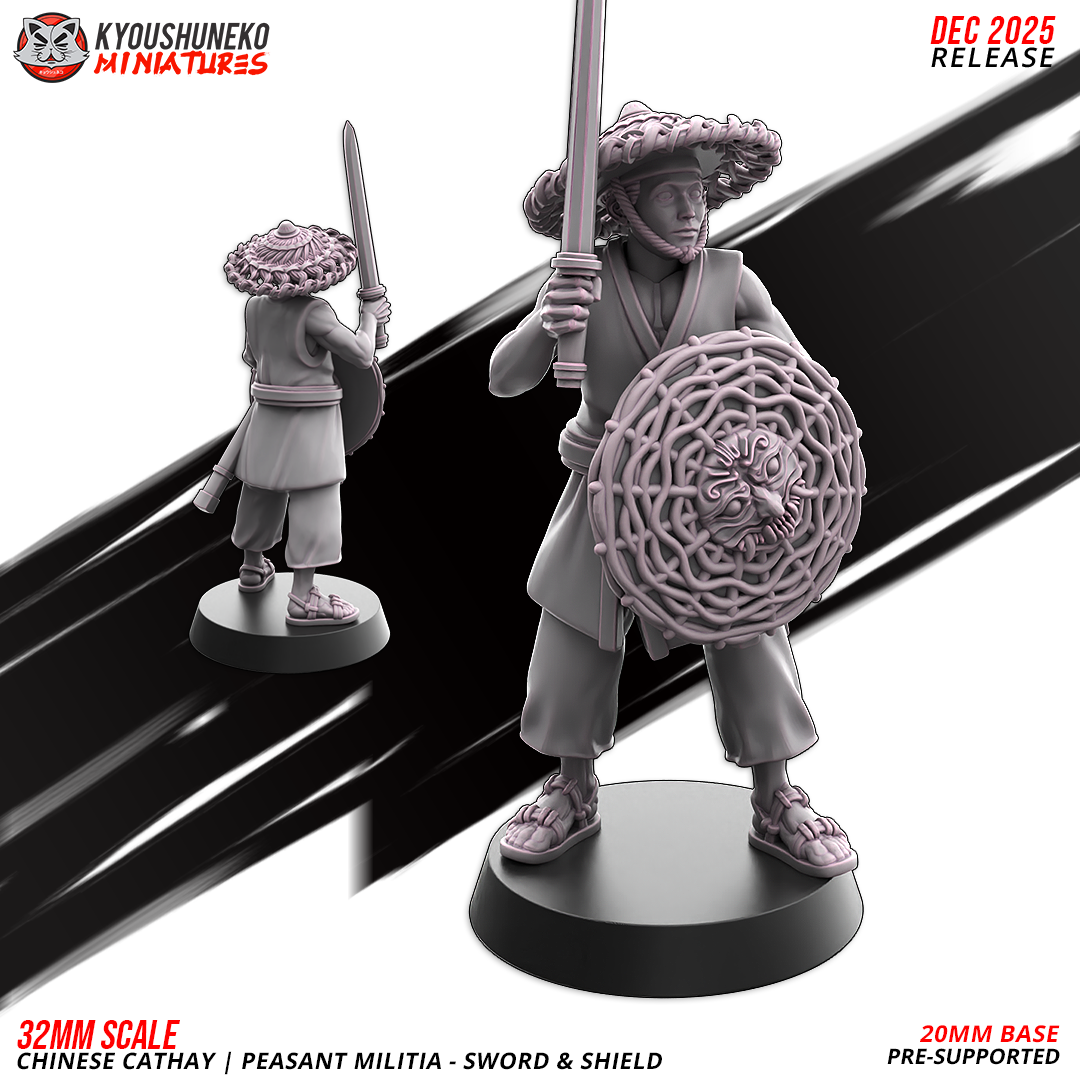 Chinese Cathay Peasant Militia Sword & Shield