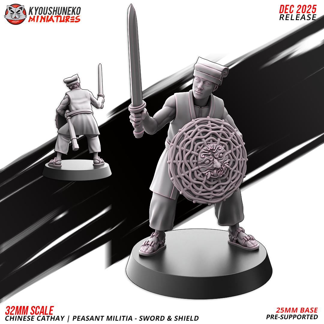 Chinese Cathay Peasant Militia Sword & Shield