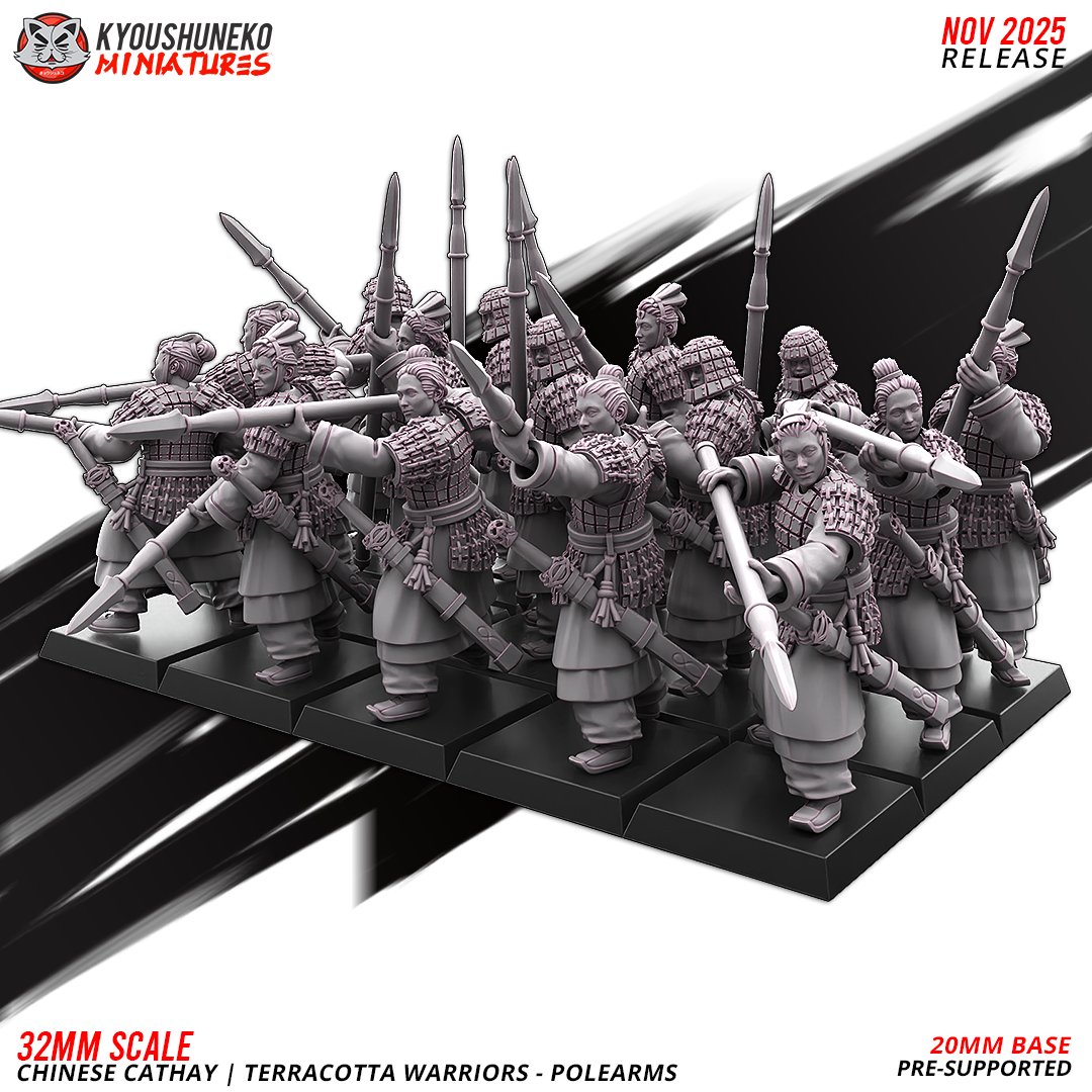 Chinese Cathay Terracotta Warriors Polearms