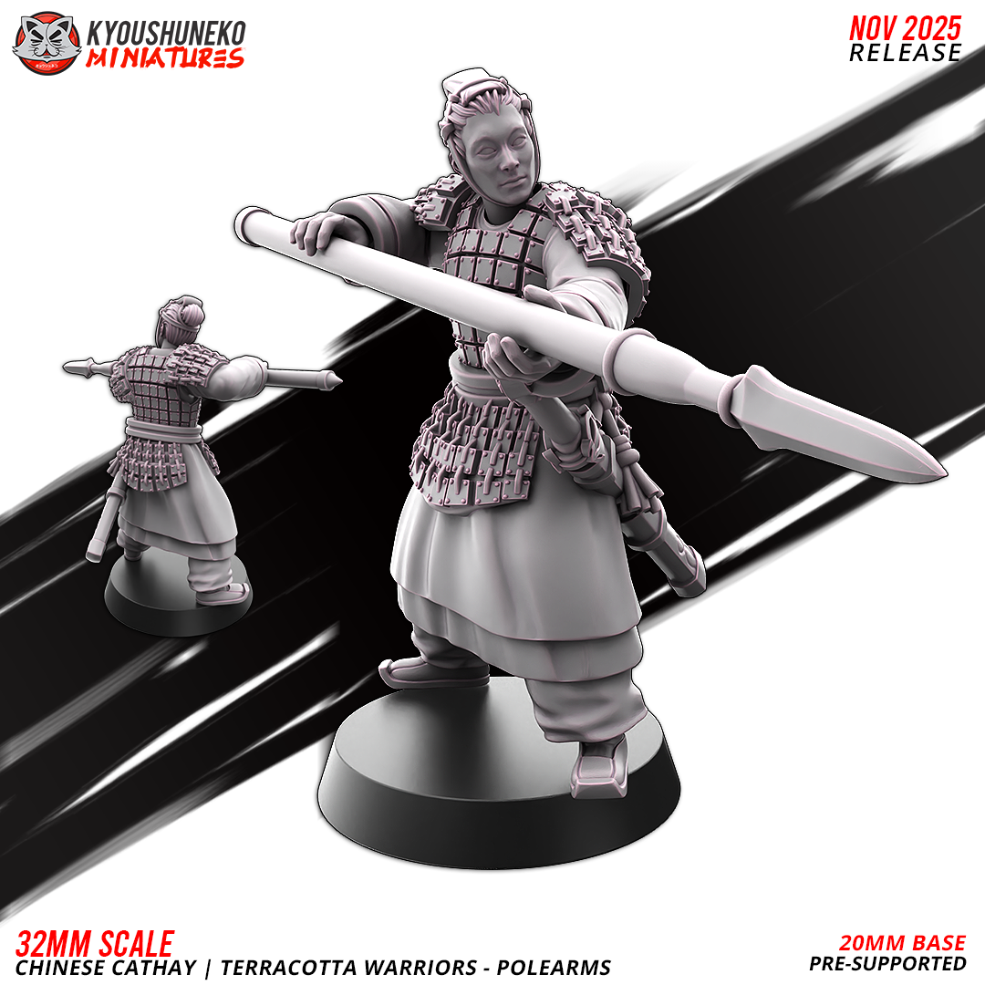 Chinese Cathay Terracotta Warriors Polearms