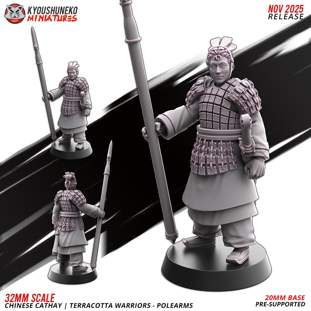 Chinese Cathay Terracotta Warriors Polearms