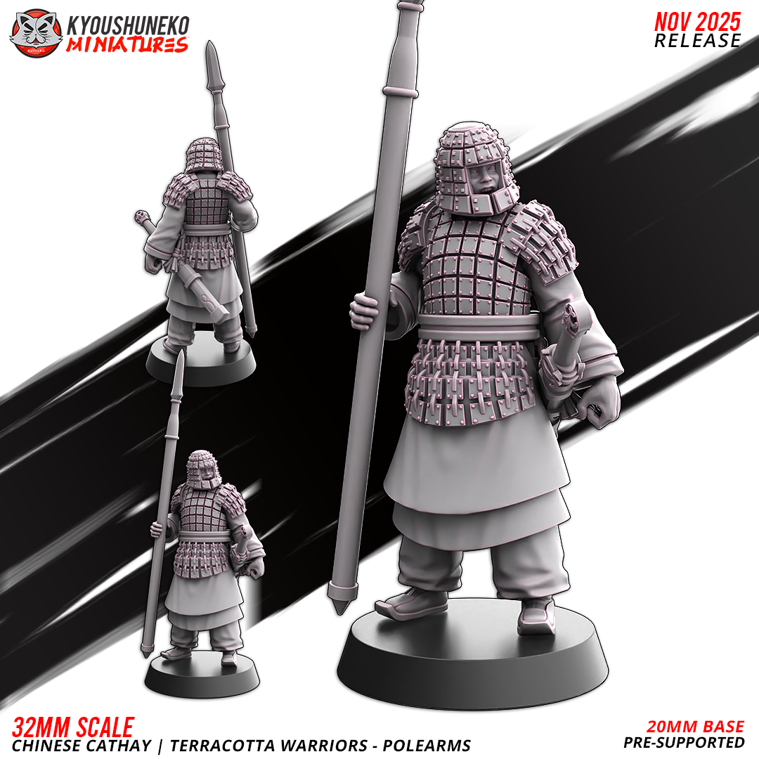 Chinese Cathay Terracotta Warriors Polearms