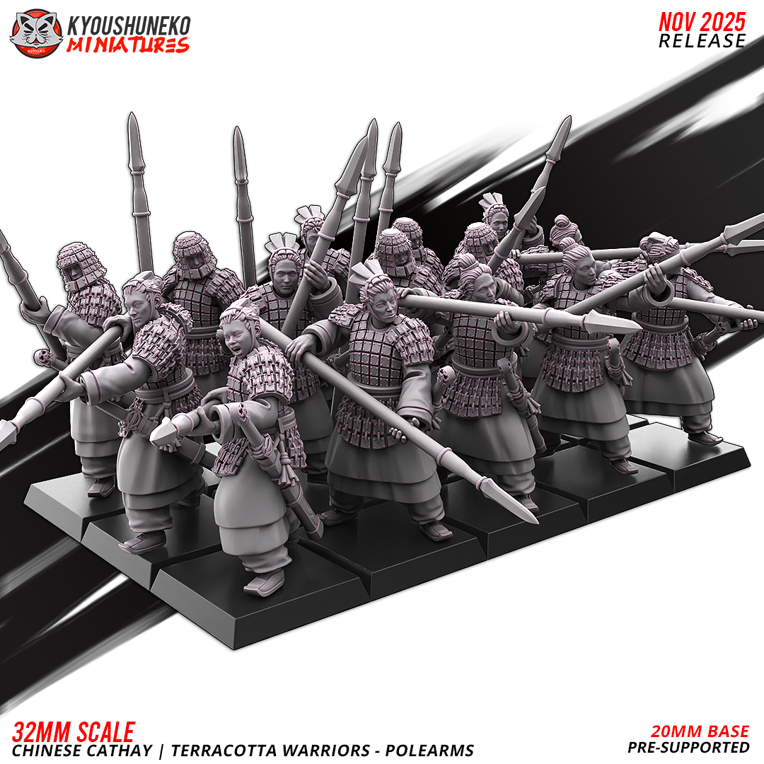 Chinese Cathay Terracotta Warriors Polearms