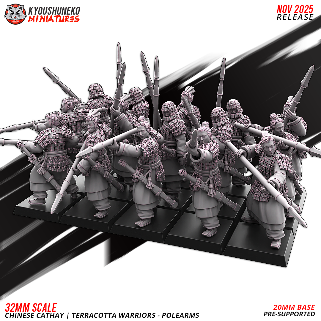 Chinese Cathay Terracotta Warriors Polearms