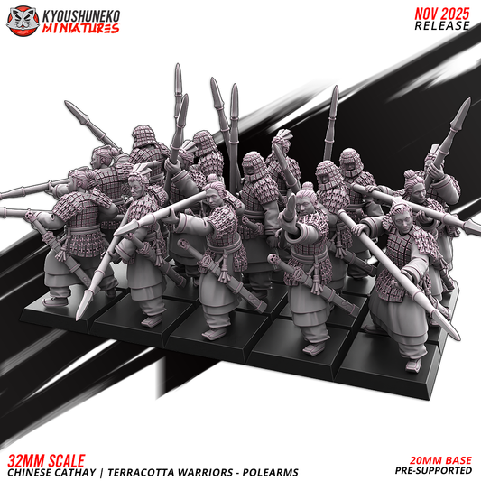 Chinese Cathay Terracotta Warriors Polearms