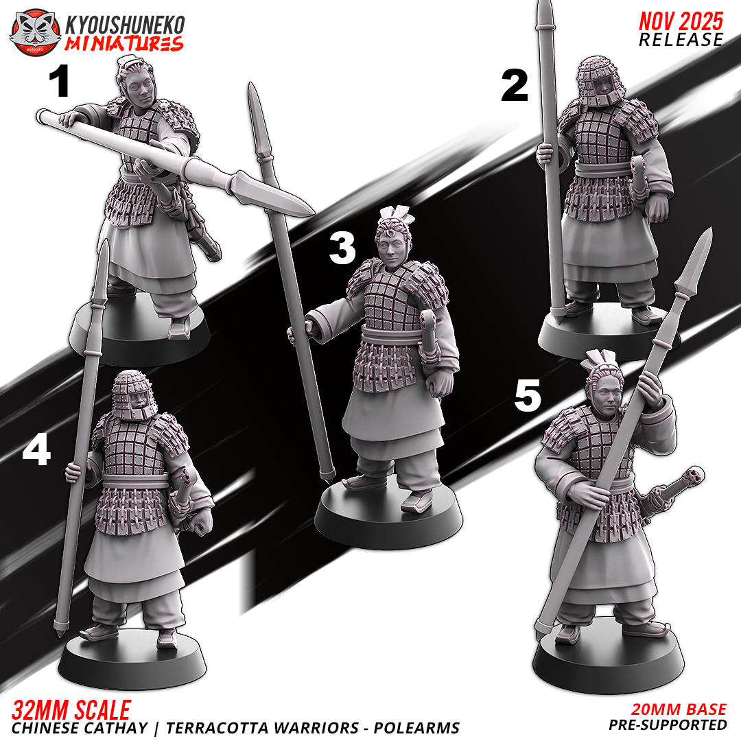 Chinese Cathay Terracotta Warriors Polearms