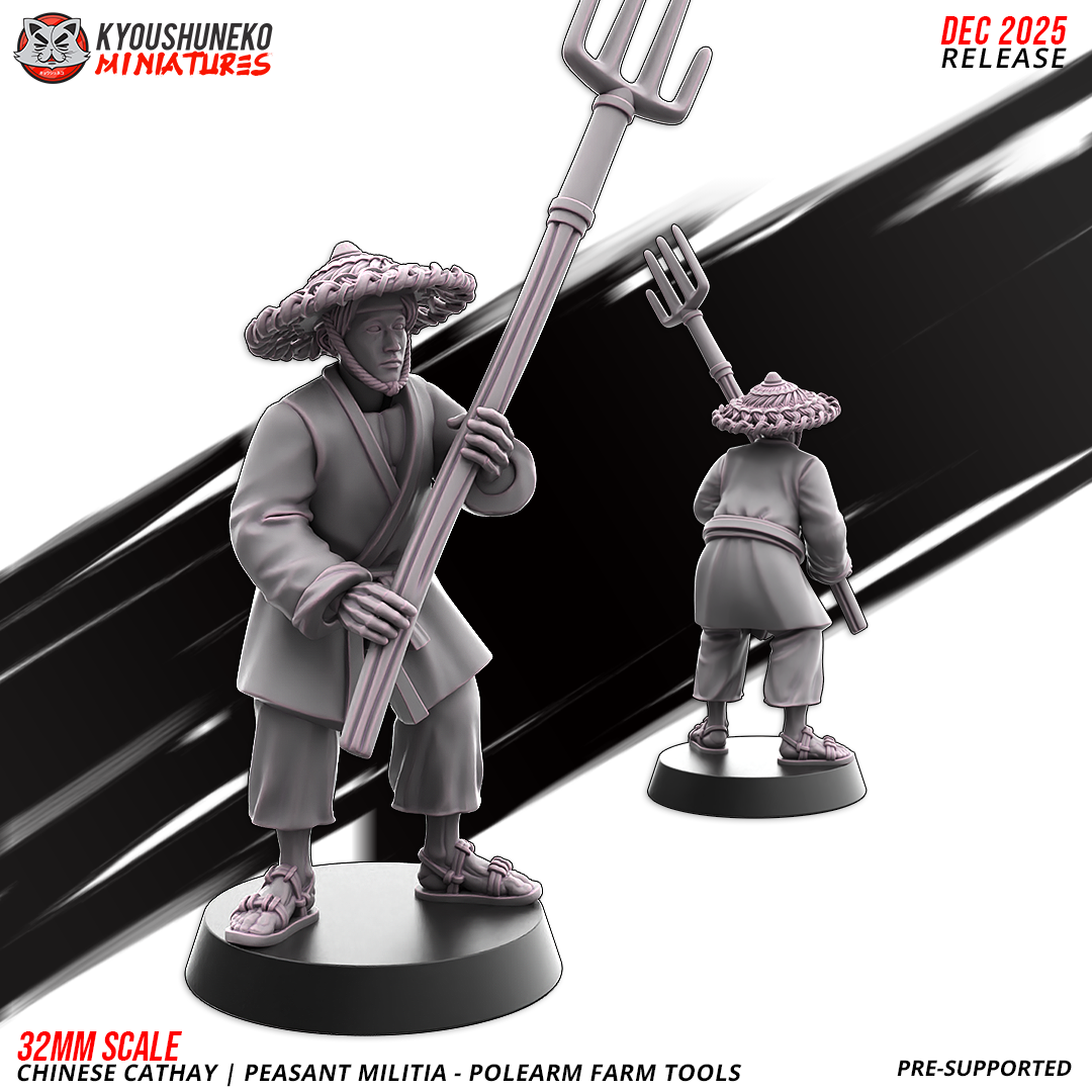Chinese Cathay Peasant Militia Polearms (Farm Tools)