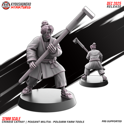 Chinese Cathay Peasant Militia Polearms (Farm Tools)