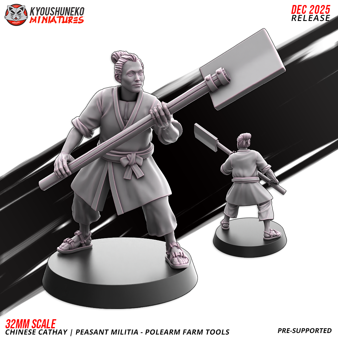 Chinese Cathay Peasant Militia Polearms (Farm Tools)