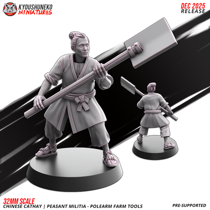 Chinese Cathay Peasant Militia Polearms (Farm Tools)