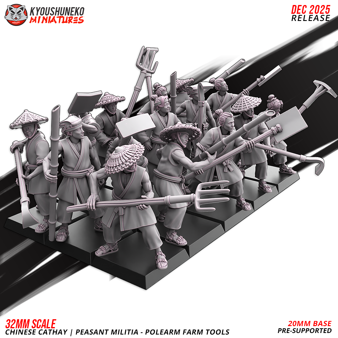 Chinese Cathay Peasant Militia Polearms (Farm Tools)