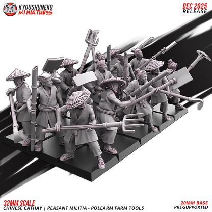 Chinese Cathay Peasant Militia Polearms (Farm Tools)