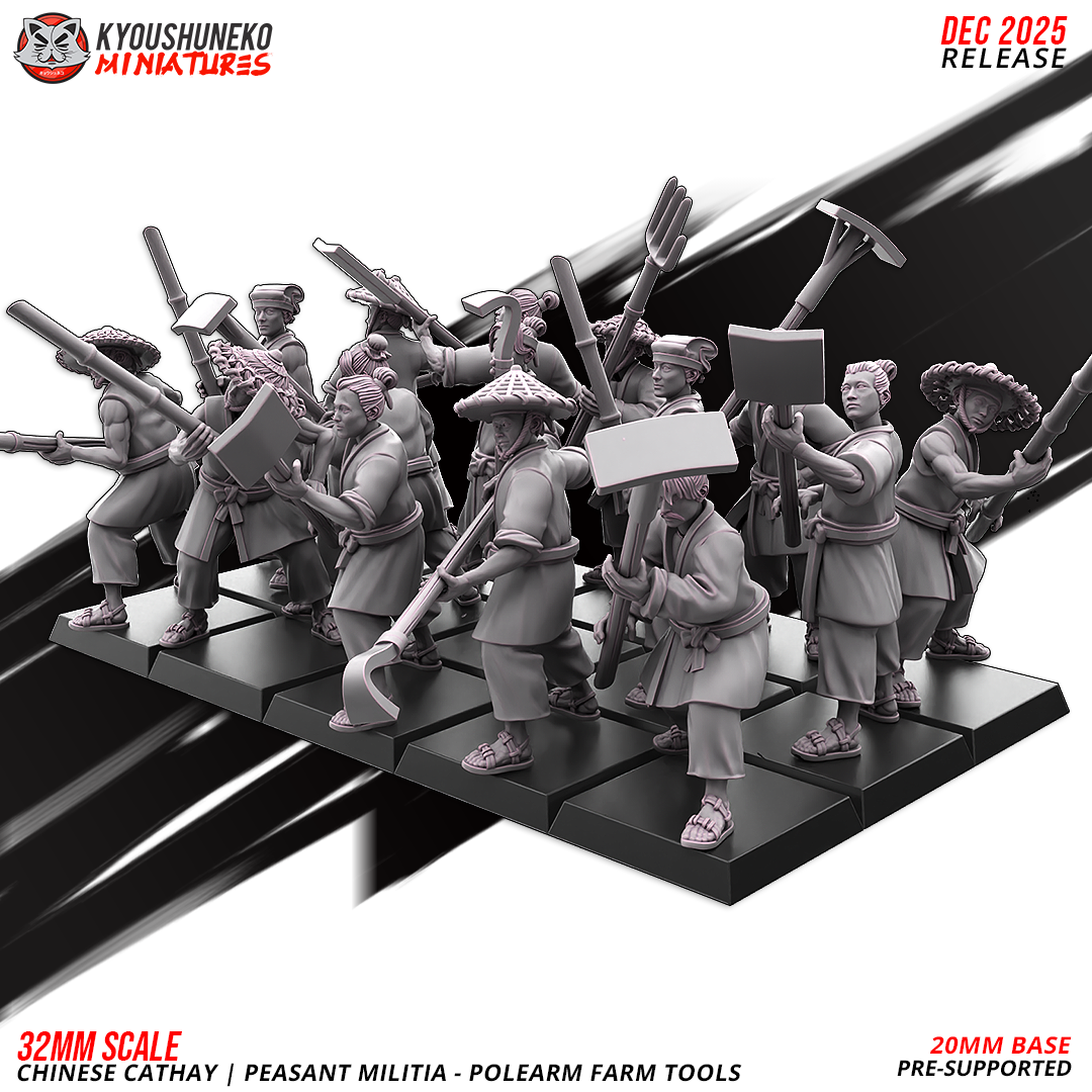 Chinese Cathay Peasant Militia Polearms (Farm Tools)