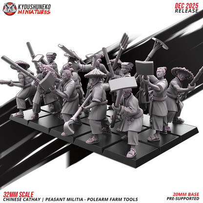 Chinese Cathay Peasant Militia Polearms (Farm Tools)