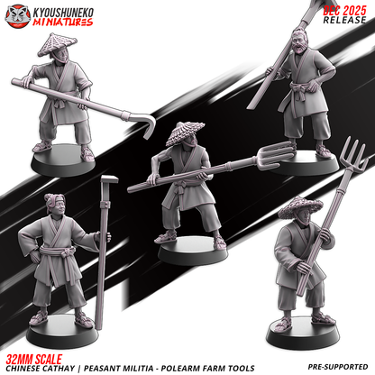 Chinese Cathay Peasant Militia Polearms (Farm Tools)