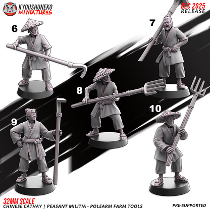 Chinese Cathay Peasant Militia Polearms (Farm Tools)