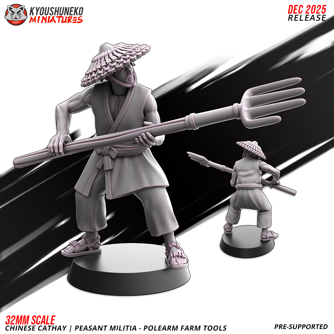 Chinese Cathay Peasant Militia Polearms (Farm Tools)