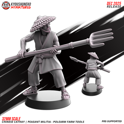 Chinese Cathay Peasant Militia Polearms (Farm Tools)