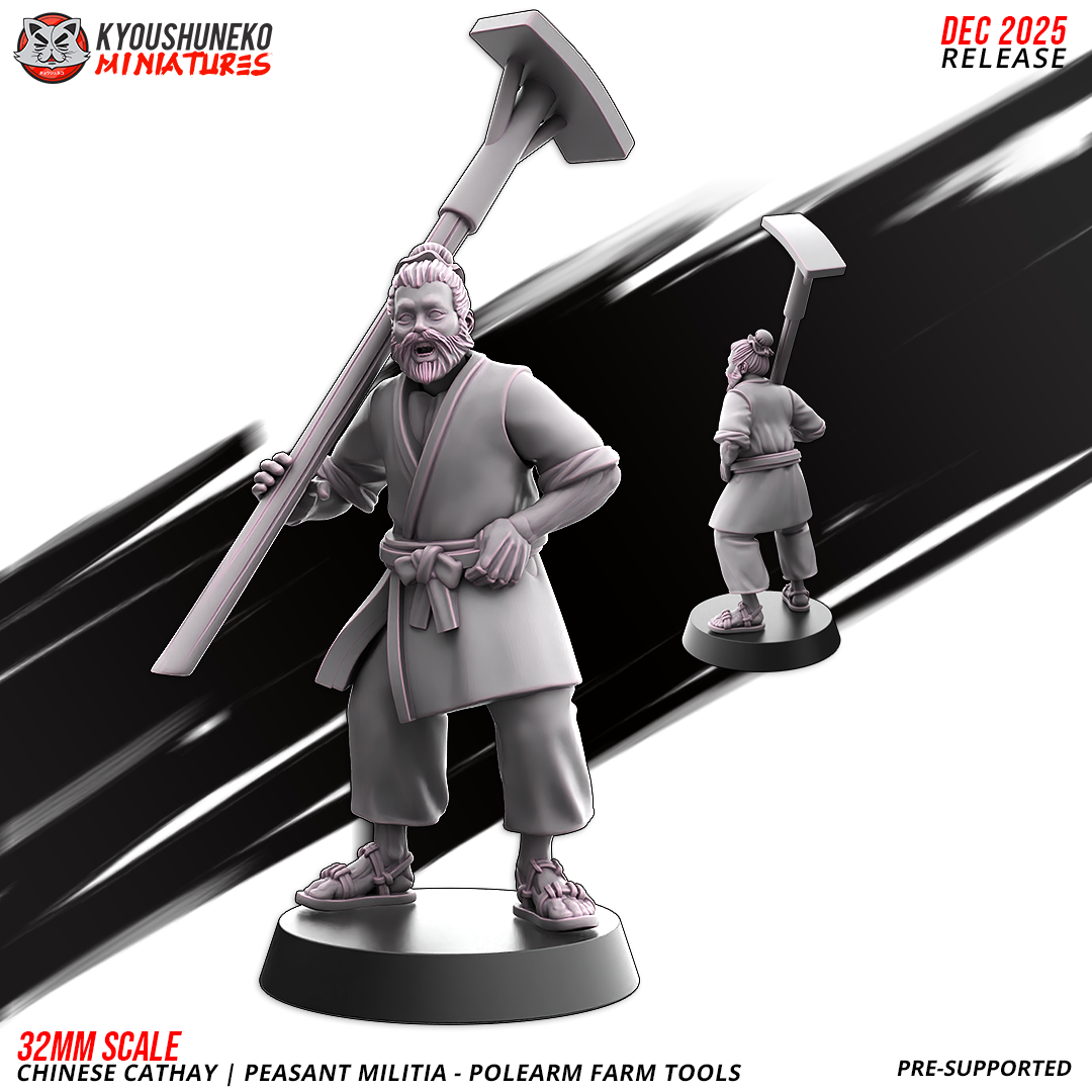 Chinese Cathay Peasant Militia Polearms (Farm Tools)