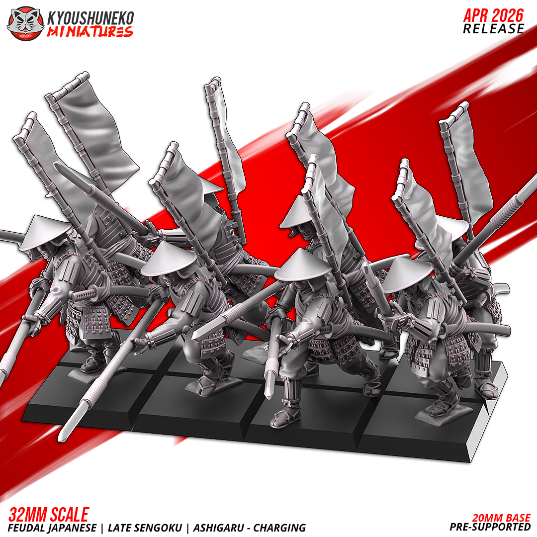 Feudal Japanese Late Sengoku Ashigaru Charging