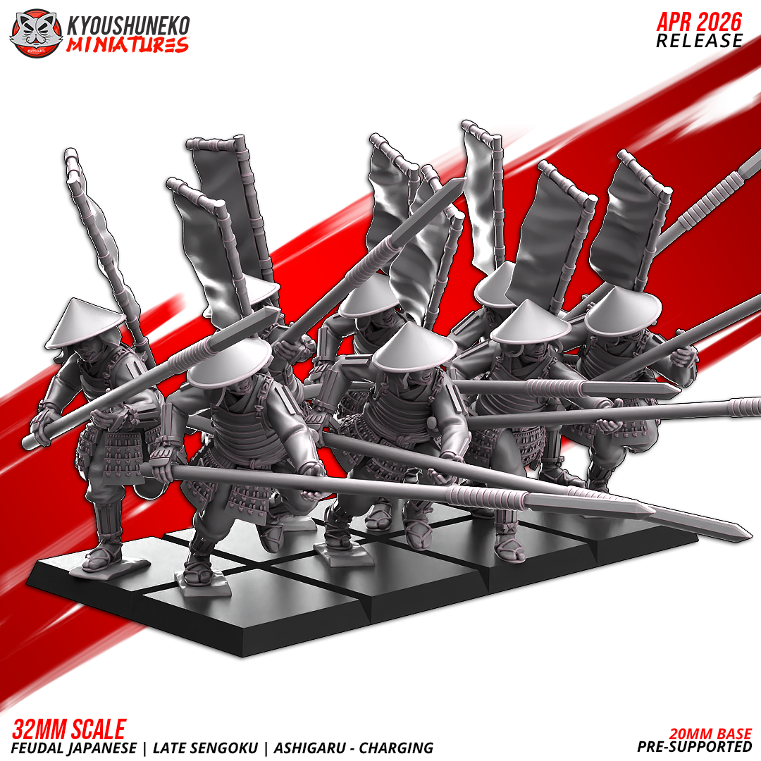 Feudal Japanese Late Sengoku Ashigaru Charging